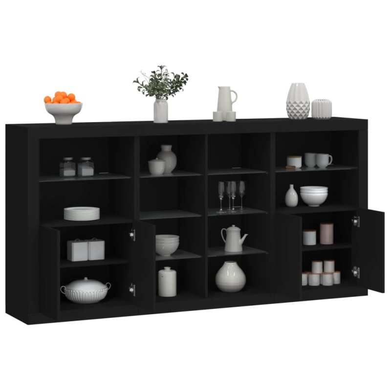 vidaXL Aparador con luces LED negro 202x37x100 cm vidaXL Aparador con luces LED negro 202x37x100 cm