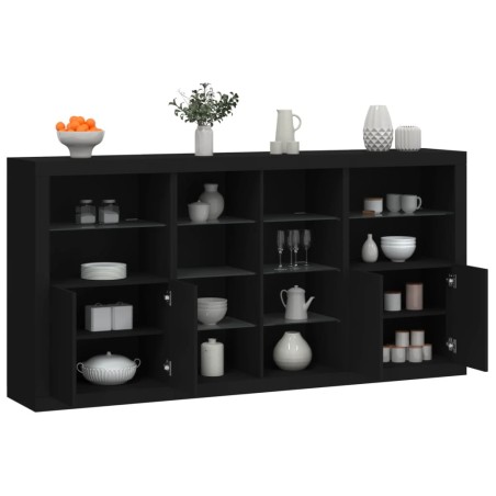 vidaXL Aparador con luces LED negro 202x37x100 cm