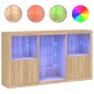 vidaXL Aparador con luces LED roble Sonoma 181,5x37x100 cm vidaXL Aparador con luces LED roble Sonoma 181,5x37x100 cm