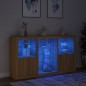 vidaXL Aparador con luces LED roble Sonoma 181,5x37x100 cm vidaXL Aparador con luces LED roble Sonoma 181,5x37x100 cm