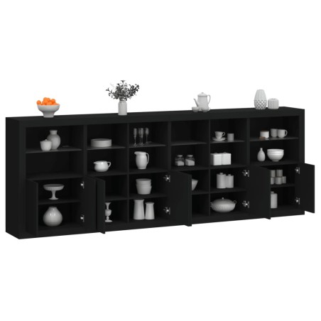 vidaXL Aparador con luces LED negro 283x37x100 cm