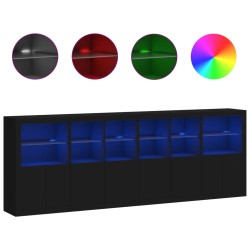 vidaXL Aparador con luces LED negro 283x37x100 cm