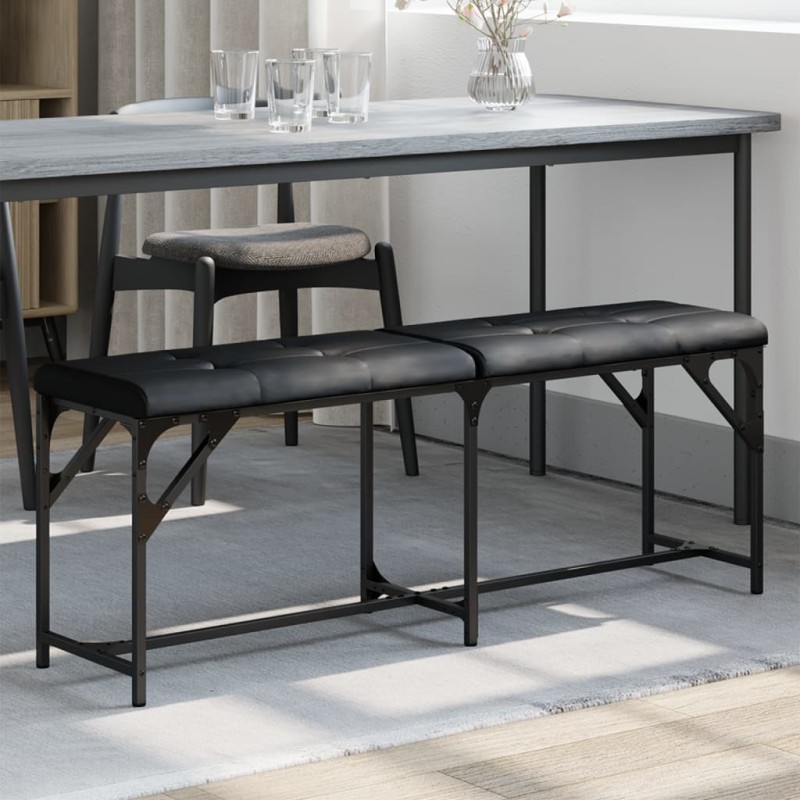 vidaXL Banco de comedor acero y cuero sintético negro 124x32x45 cm vidaXL Banco de comedor acero y cuero sintético negro 124x32x45 cm