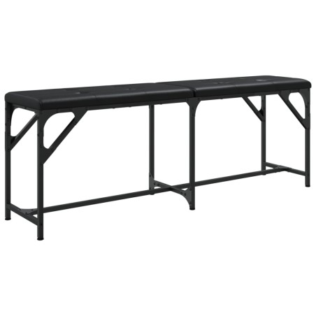 vidaXL Banco de comedor acero y cuero sintético negro 124x32x45 cm