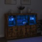 vidaXL Aparador con luz LED 3 pzas madera de ingeniería roble ahumado vidaXL Aparador con luz LED 3 pzas madera de ingeniería roble ahumado