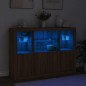 vidaXL Aparador con luz LED 3 pzas madera de ingeniería marrón roble vidaXL Aparador con luz LED 3 pzas madera de ingeniería marrón roble