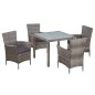 vidaXL Set de comedor de jardín 5 pzas y cojines ratán sintético gris