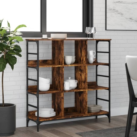 vidaXL Aparador de madera de ingeniería marrón ahumado 102x32x103,5 cm 