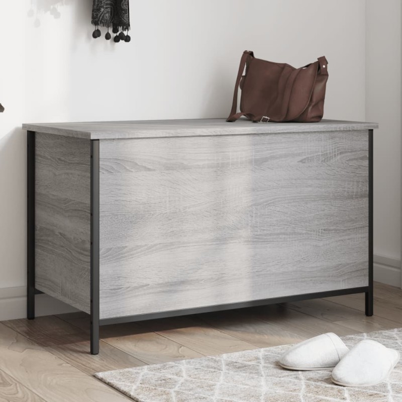 vidaXL Banco de almacenaje madera ingeniería gris Sonoma 80x42,5x50 cm vidaXL Banco de almacenaje madera ingeniería gris Sonoma 80x42,5x50 cm