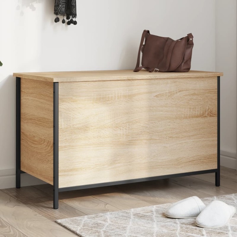 vidaXL Banco almacenaje madera ingeniería roble Sonoma 80x42,5x50 cm vidaXL Banco almacenaje madera ingeniería roble Sonoma 80x42,5x50 cm
