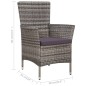 vidaXL Set de comedor de jardín 5 pzas y cojines ratán sintético gris