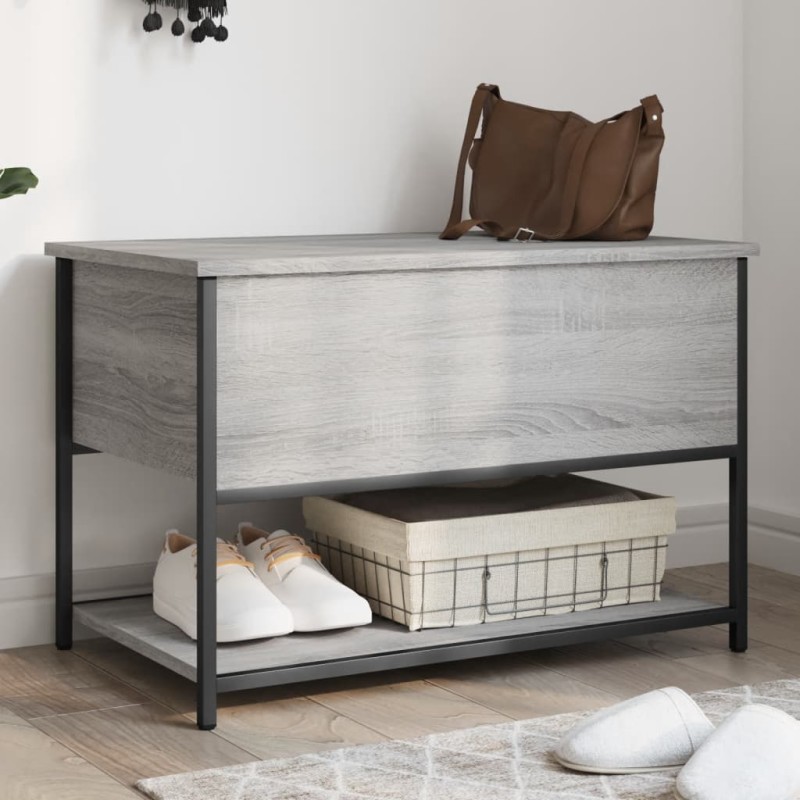 vidaXL Banco de almacenaje madera ingeniería gris Sonoma 70x42,5x47 cm vidaXL Banco de almacenaje madera ingeniería gris Sonoma 70x42,5x47 cm
