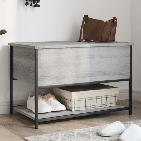 vidaXL Banco de almacenaje madera ingeniería gris Sonoma 70x42,5x47 cm
