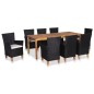 vidaXL Set de comedor de jardín 9 pzas ratán sintético negro y marrón vidaXL Set de comedor de jardín 9 pzas ratán sintético negro y marrón