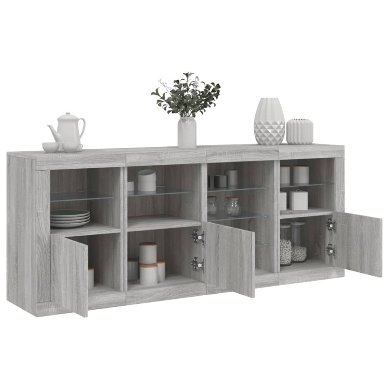 vidaXL Aparador con luces LED gris Sonoma 164x37x67 cm vidaXL Aparador con luces LED gris Sonoma 164x37x67 cm