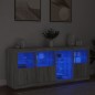vidaXL Aparador con luces LED gris Sonoma 164x37x67 cm vidaXL Aparador con luces LED gris Sonoma 164x37x67 cm