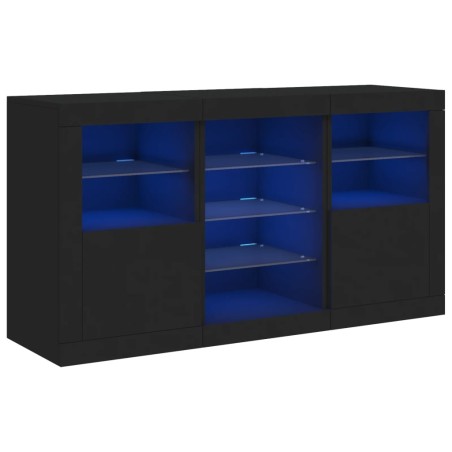 vidaXL Aparador con luces LED negro 123x37x67 cm
