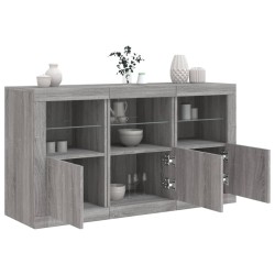 vidaXL Aparador con luces LED gris Sonoma 123x37x67 cm