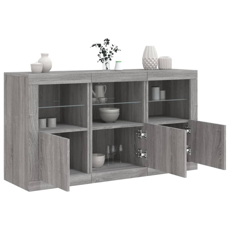 vidaXL Aparador con luces LED gris Sonoma 123x37x67 cm vidaXL Aparador con luces LED gris Sonoma 123x37x67 cm