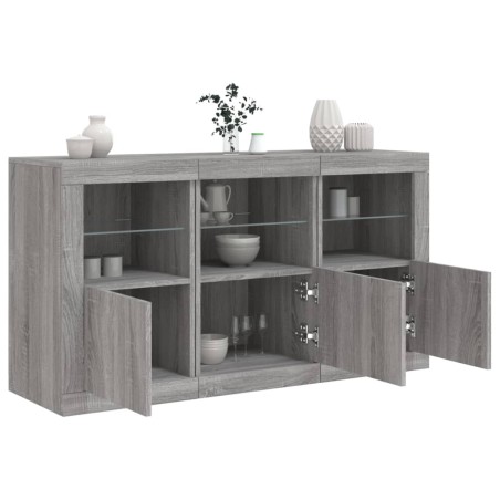 vidaXL Aparador con luces LED gris Sonoma 123x37x67 cm