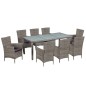 vidaXL Set de comedor de jardín 9 pzas y cojines ratán sintético gris vidaXL Set de comedor de jardín 9 pzas y cojines ratán sintético gris