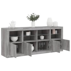 vidaXL Aparador con luces LED gris Sonoma 163x37x67 cm