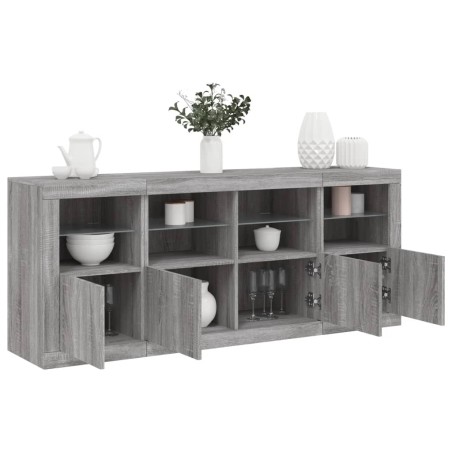 vidaXL Aparador con luces LED gris Sonoma 163x37x67 cm