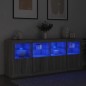 vidaXL Aparador con luces LED gris Sonoma 163x37x67 cm