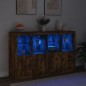 vidaXL Aparador con luz LED 3 pzas madera de ingeniería roble ahumado vidaXL Aparador con luz LED 3 pzas madera de ingeniería roble ahumado