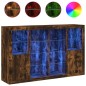 vidaXL Aparador con luz LED 3 pzas madera de ingeniería roble ahumado vidaXL Aparador con luz LED 3 pzas madera de ingeniería roble ahumado