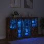 vidaXL Aparador con luz LED 3 pzas madera de ingeniería roble ahumado vidaXL Aparador con luz LED 3 pzas madera de ingeniería roble ahumado