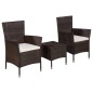 vidaXL Set mesa y sillas bistró jardín 3 pzas ratán sintético marrón vidaXL Set mesa y sillas bistró jardín 3 pzas ratán sintético marrón