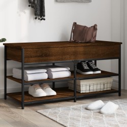 vidaXL Banco zapatero madera de ingeniería marrón roble 100x42,5x50 cm