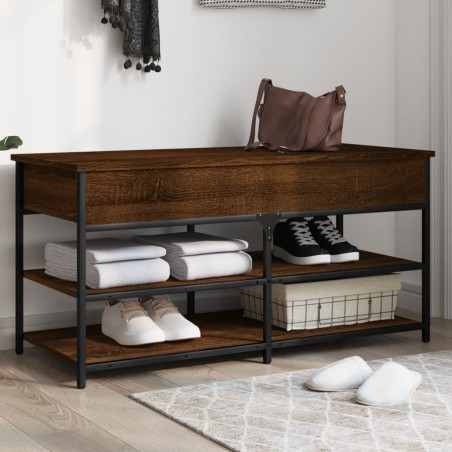 vidaXL Banco zapatero madera de ingeniería marrón roble 100x42,5x50 cm