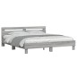 vidaXL Cama con cabecero madera ingeniería gris Sonoma 200x200 cm vidaXL Cama con cabecero madera ingeniería gris Sonoma 200x200 cm