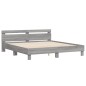 vidaXL Cama con cabecero madera ingeniería gris Sonoma 200x200 cm vidaXL Cama con cabecero madera ingeniería gris Sonoma 200x200 cm