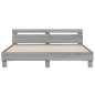 vidaXL Cama con cabecero madera ingeniería gris Sonoma 200x200 cm vidaXL Cama con cabecero madera ingeniería gris Sonoma 200x200 cm