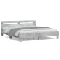 vidaXL Cama con cabecero madera ingeniería gris hormigón 200x200 cm vidaXL Cama con cabecero madera ingeniería gris hormigón 200x200 cm