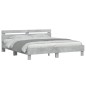 vidaXL Cama con cabecero madera ingeniería gris hormigón 200x200 cm vidaXL Cama con cabecero madera ingeniería gris hormigón 200x200 cm