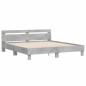 vidaXL Cama con cabecero madera ingeniería gris hormigón 200x200 cm vidaXL Cama con cabecero madera ingeniería gris hormigón 200x200 cm