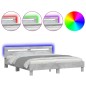vidaXL Estructura de cama cabecero y luces LED gris hormigón 200x200cm vidaXL Estructura de cama cabecero y luces LED gris hormigón 200x200cm