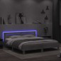 vidaXL Estructura de cama cabecero y luces LED gris hormigón 200x200cm vidaXL Estructura de cama cabecero y luces LED gris hormigón 200x200cm