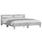vidaXL Estructura de cama cabecero y luces LED gris hormigón 200x200cm vidaXL Estructura de cama cabecero y luces LED gris hormigón 200x200cm