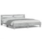 vidaXL Estructura de cama cabecero y luces LED gris hormigón 180x200cm vidaXL Estructura de cama cabecero y luces LED gris hormigón 180x200cm