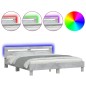 vidaXL Estructura de cama cabecero y luces LED gris hormigón 180x200cm vidaXL Estructura de cama cabecero y luces LED gris hormigón 180x200cm