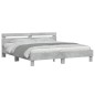 vidaXL Estructura de cama cabecero y luces LED gris hormigón 180x200cm vidaXL Estructura de cama cabecero y luces LED gris hormigón 180x200cm