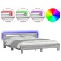 vidaXL Estructura de cama cabecero y luces LED gris Sonoma 160x200 cm vidaXL Estructura de cama cabecero y luces LED gris Sonoma 160x200 cm