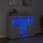 vidaXL Aparador con luz LED 3 pzas madera de ingeniería gris Sonoma vidaXL Aparador con luz LED 3 pzas madera de ingeniería gris Sonoma