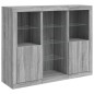 vidaXL Aparador con luz LED 3 pzas madera de ingeniería gris Sonoma vidaXL Aparador con luz LED 3 pzas madera de ingeniería gris Sonoma