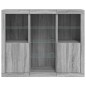 vidaXL Aparador con luz LED 3 pzas madera de ingeniería gris Sonoma vidaXL Aparador con luz LED 3 pzas madera de ingeniería gris Sonoma